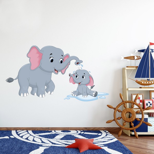 Elefanten Mama und Kind farbig Motiv #143